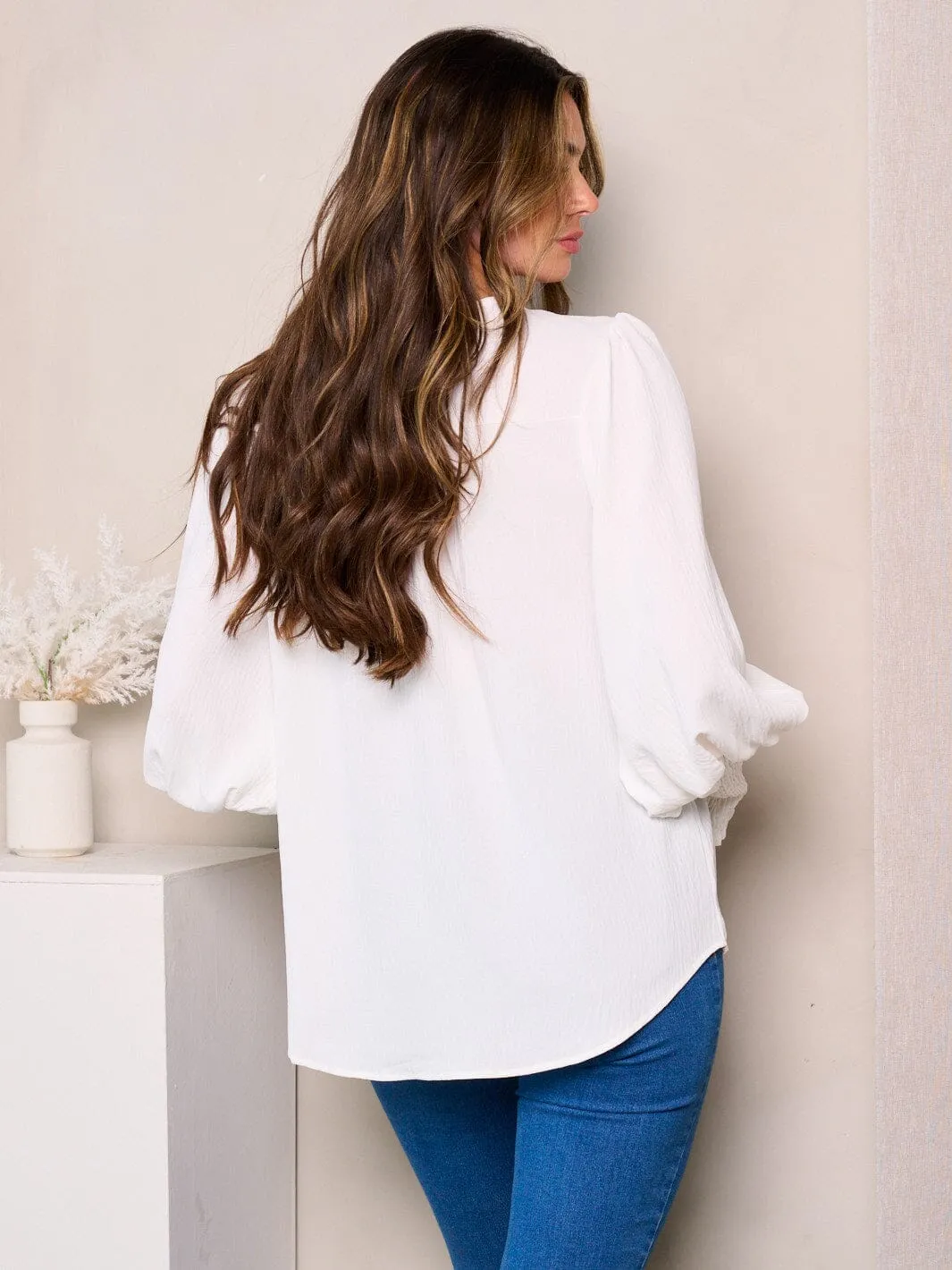 WOMEN'S LONG SMOCK SLEEVES BLOUSE TOP