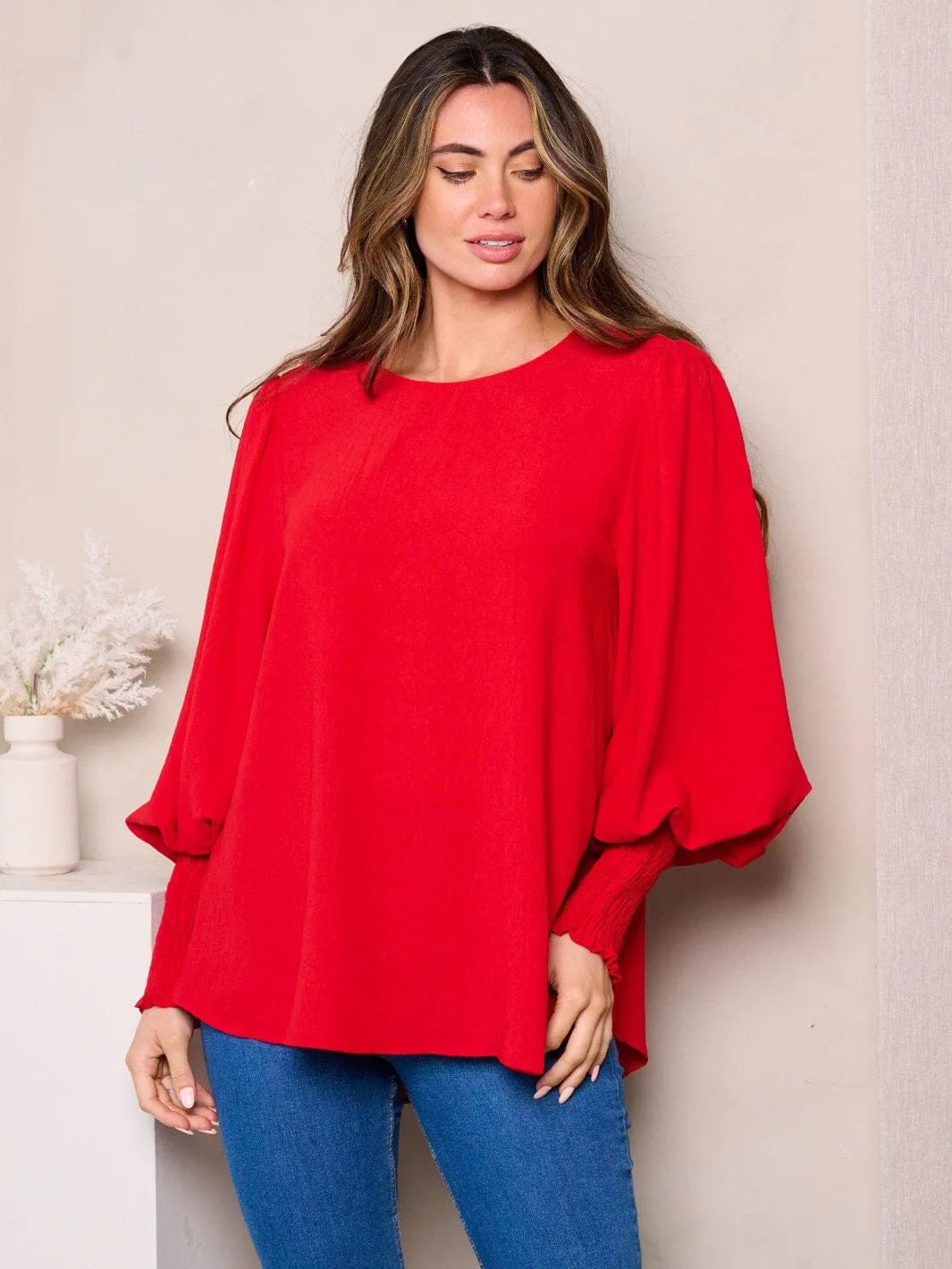 WOMEN'S LONG SMOCK SLEEVES BLOUSE TOP