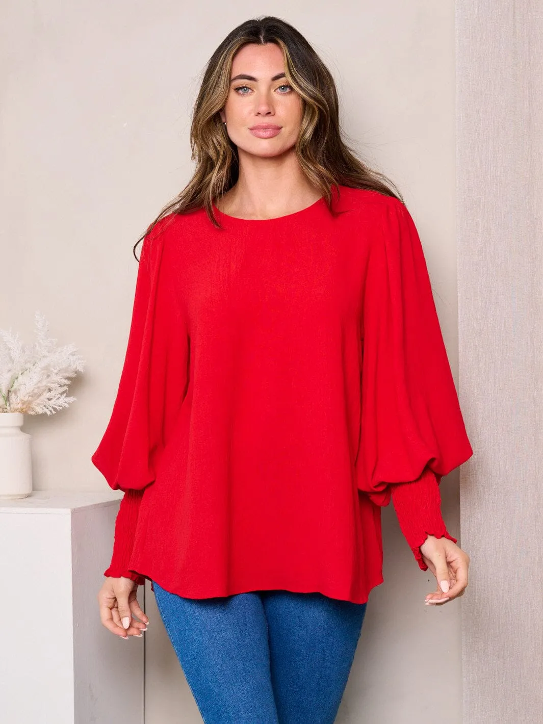 WOMEN'S LONG SMOCK SLEEVES BLOUSE TOP