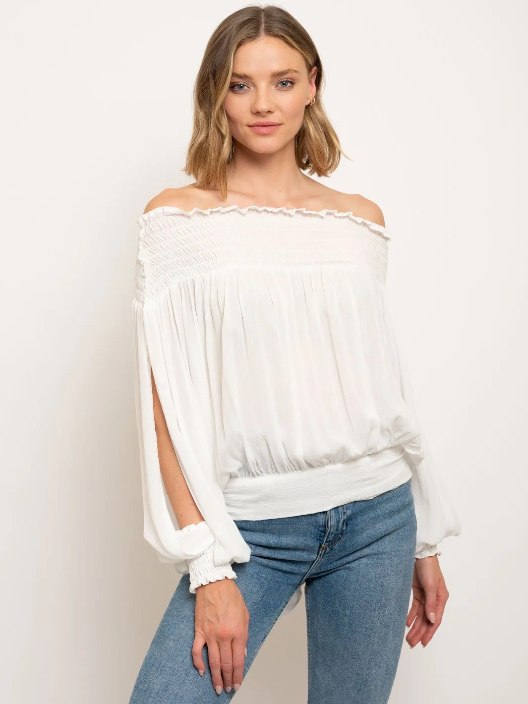 WOMEN'S OFF SHOULDER BACK SELF TIE TOP
