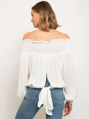 WOMEN'S OFF SHOULDER BACK SELF TIE TOP