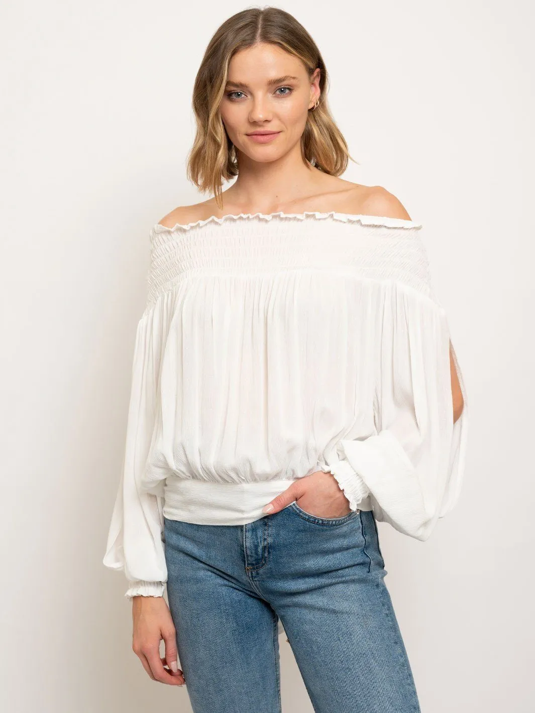 WOMEN'S OFF SHOULDER BACK SELF TIE TOP