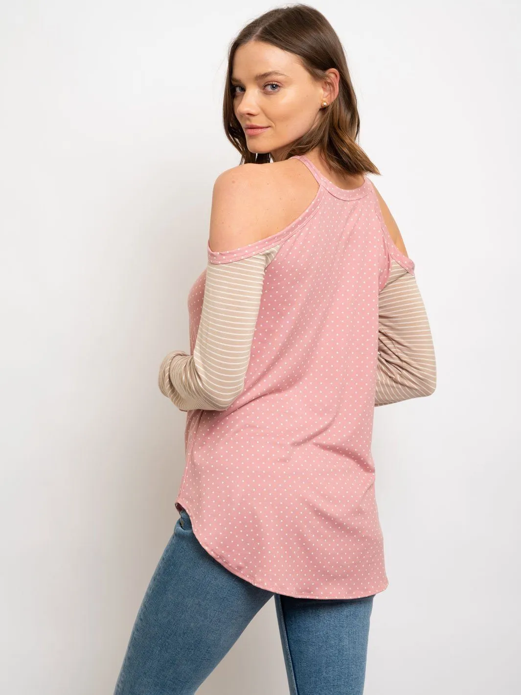 WOMEN'S PINK OFF SHOULDER TOP