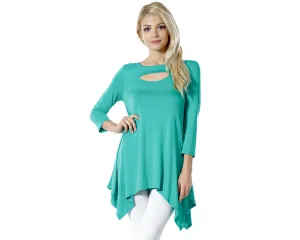 Women's Sexy Peep Front Long Sleeve Blouse Made in USA