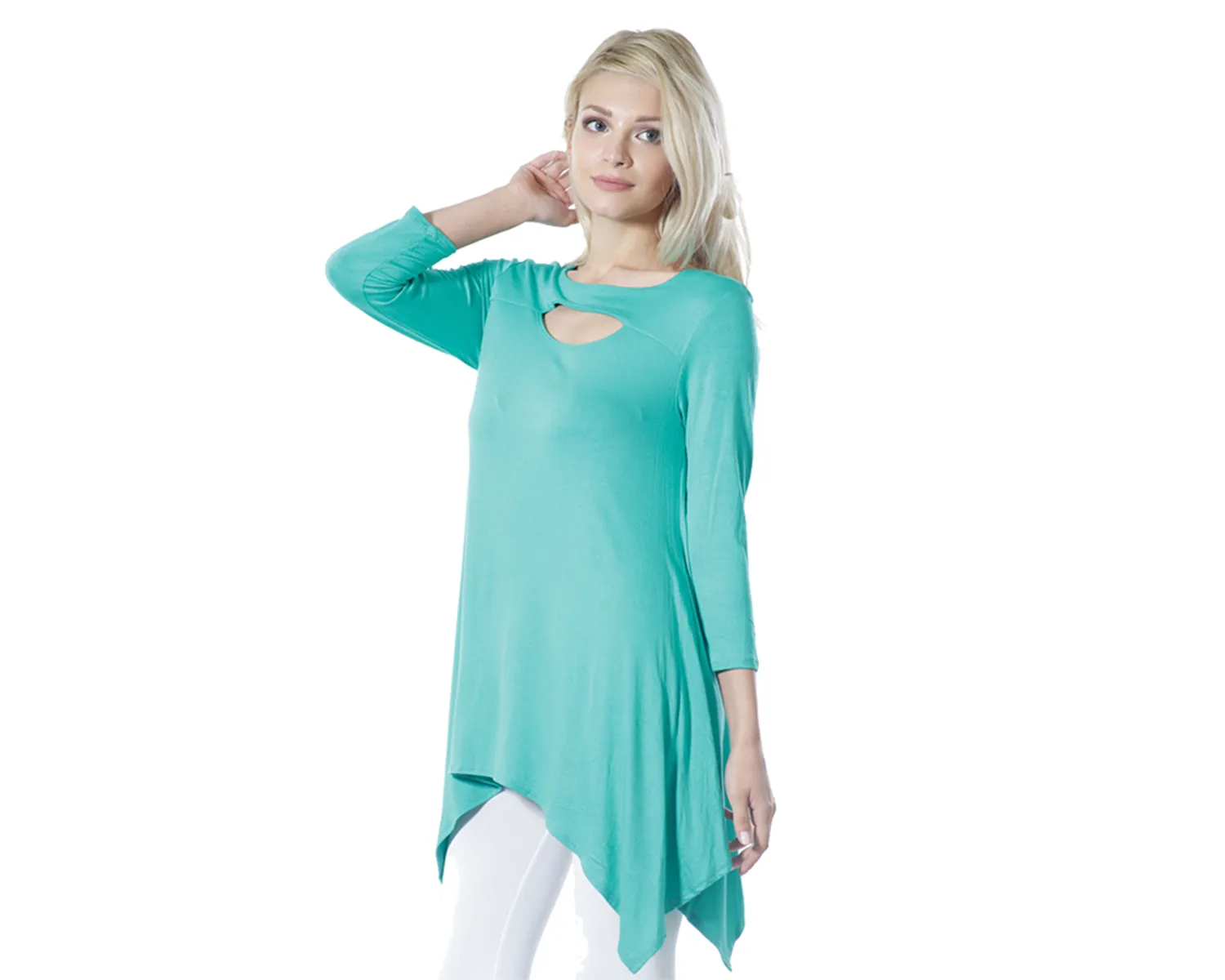Women's Sexy Peep Front Long Sleeve Blouse Made in USA