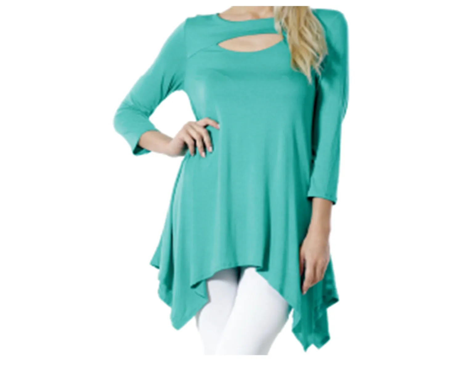 Women's Sexy Peep Front Long Sleeve Blouse Made in USA