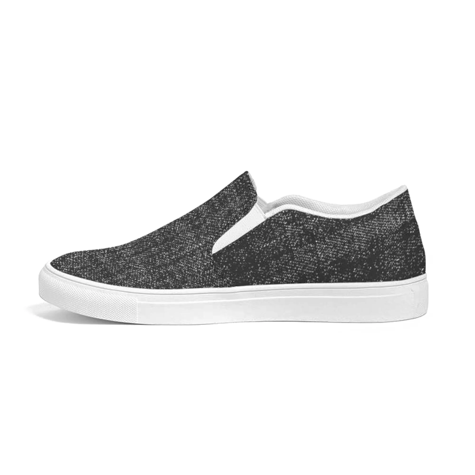 Womens Sneakers - Canvas Slip on Shoes - Black Faded Print by inQue.Style
