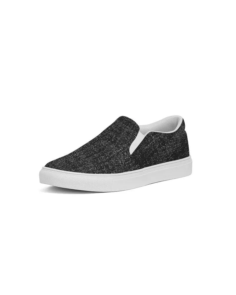 Womens Sneakers - Canvas Slip on Shoes - Black Faded Print by inQue.Style