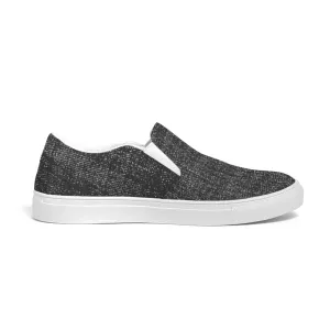 Womens Sneakers - Canvas Slip on Shoes - Black Faded Print by inQue.Style