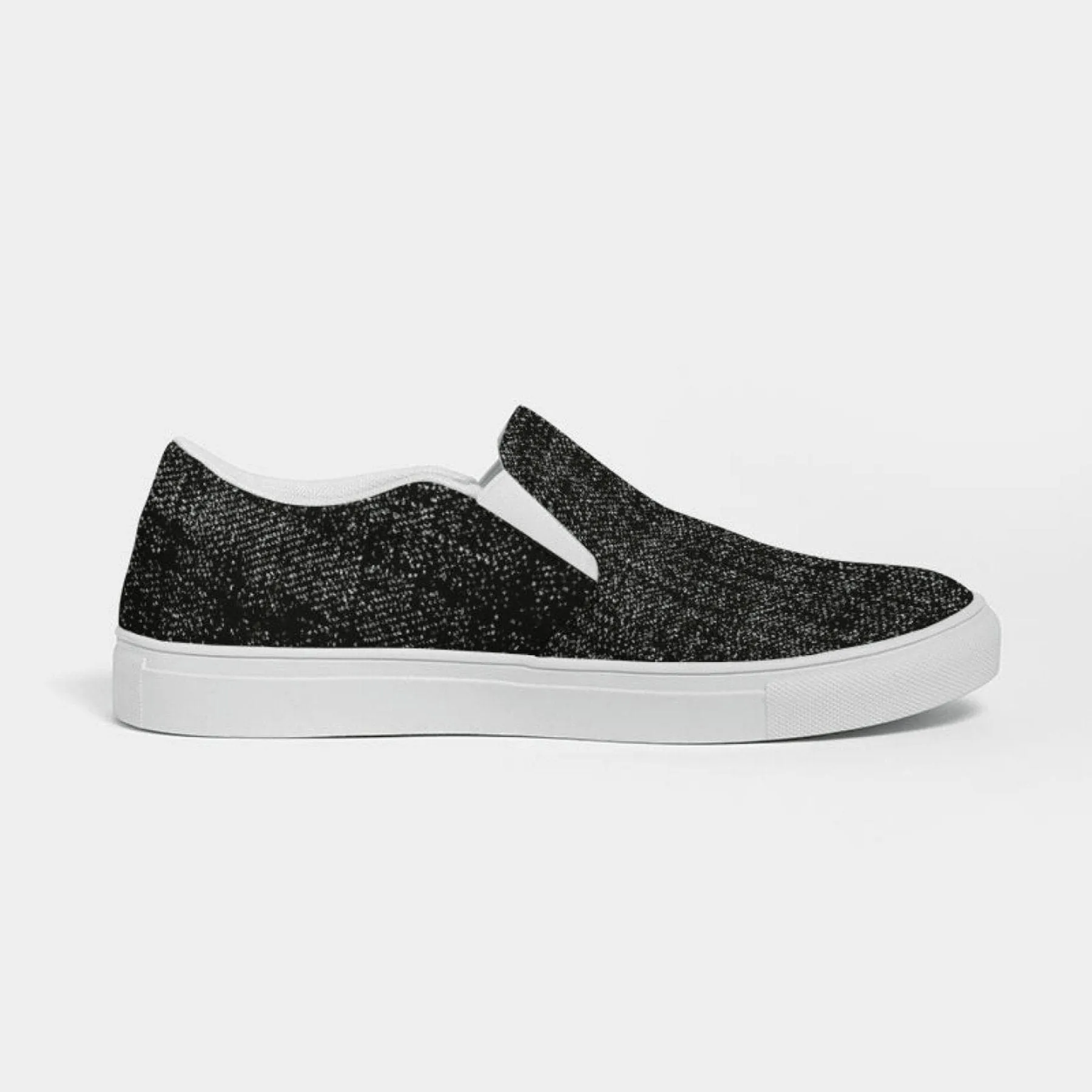 Womens Sneakers - Canvas Slip on Shoes - Black Faded Print by inQue.Style