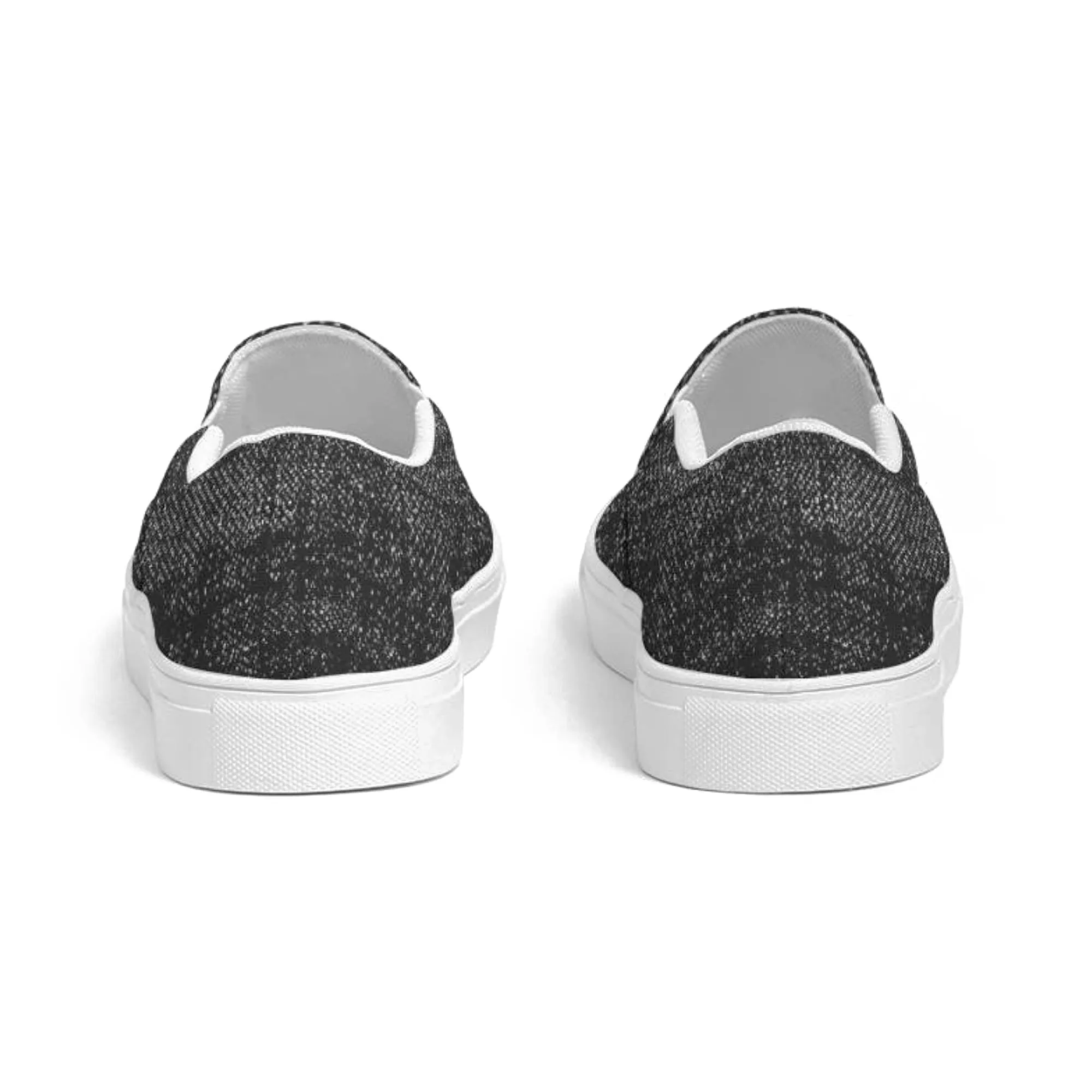 Womens Sneakers - Canvas Slip on Shoes - Black Faded Print by inQue.Style