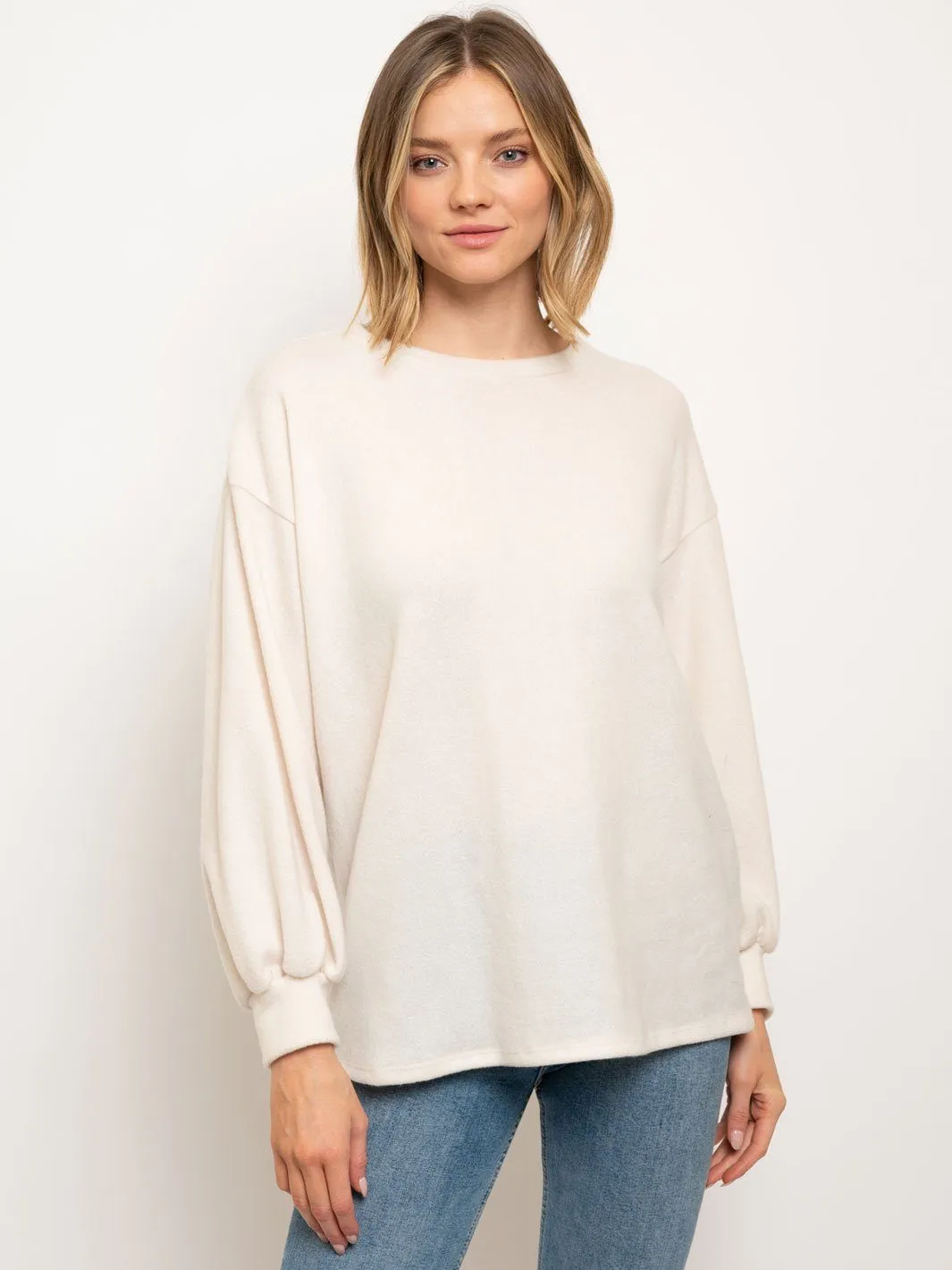 WOMEN'S SOLID LONG SLEEVE TOP