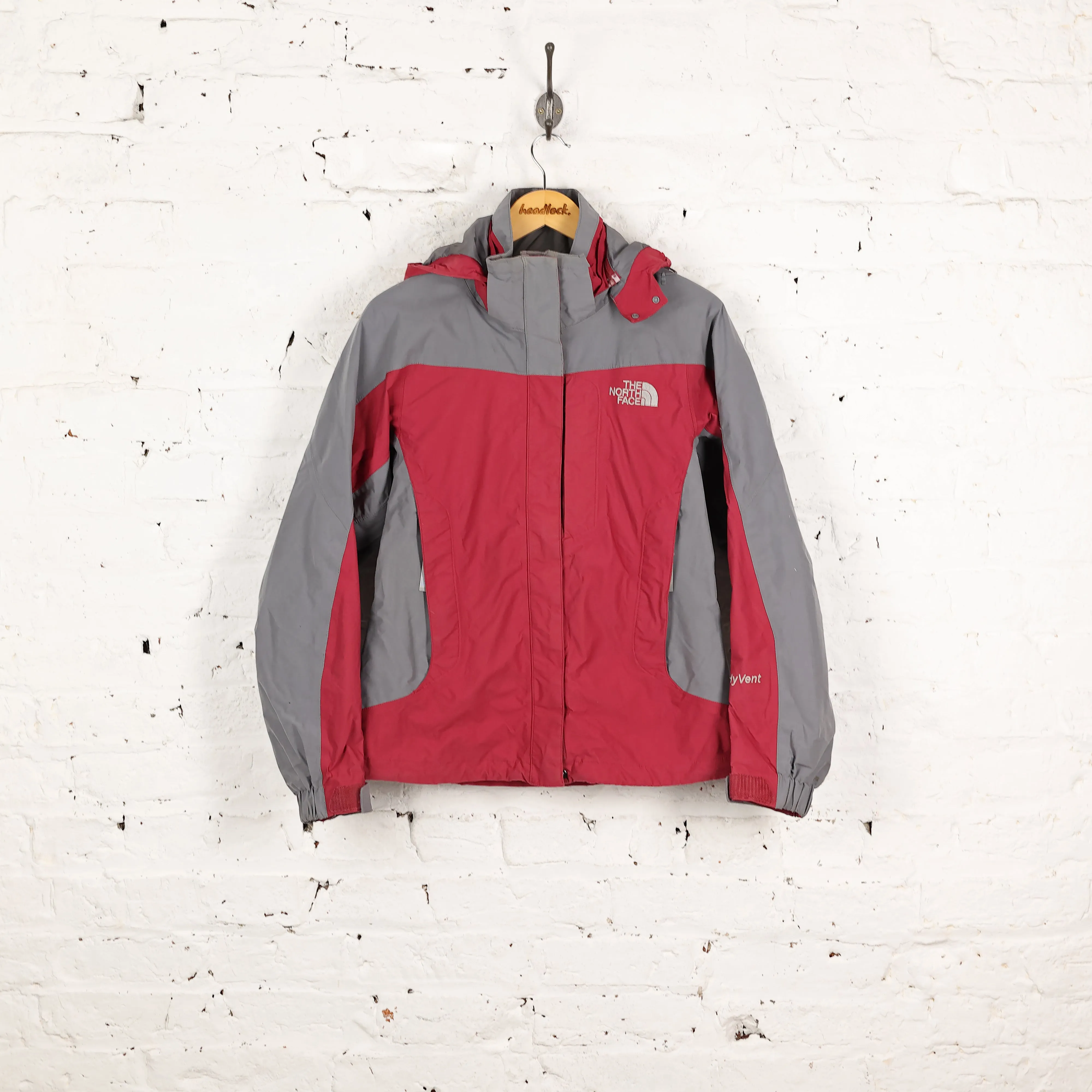 Women's The North Face Hyvent Rain Jacket - Maroon/Grey - Women's S