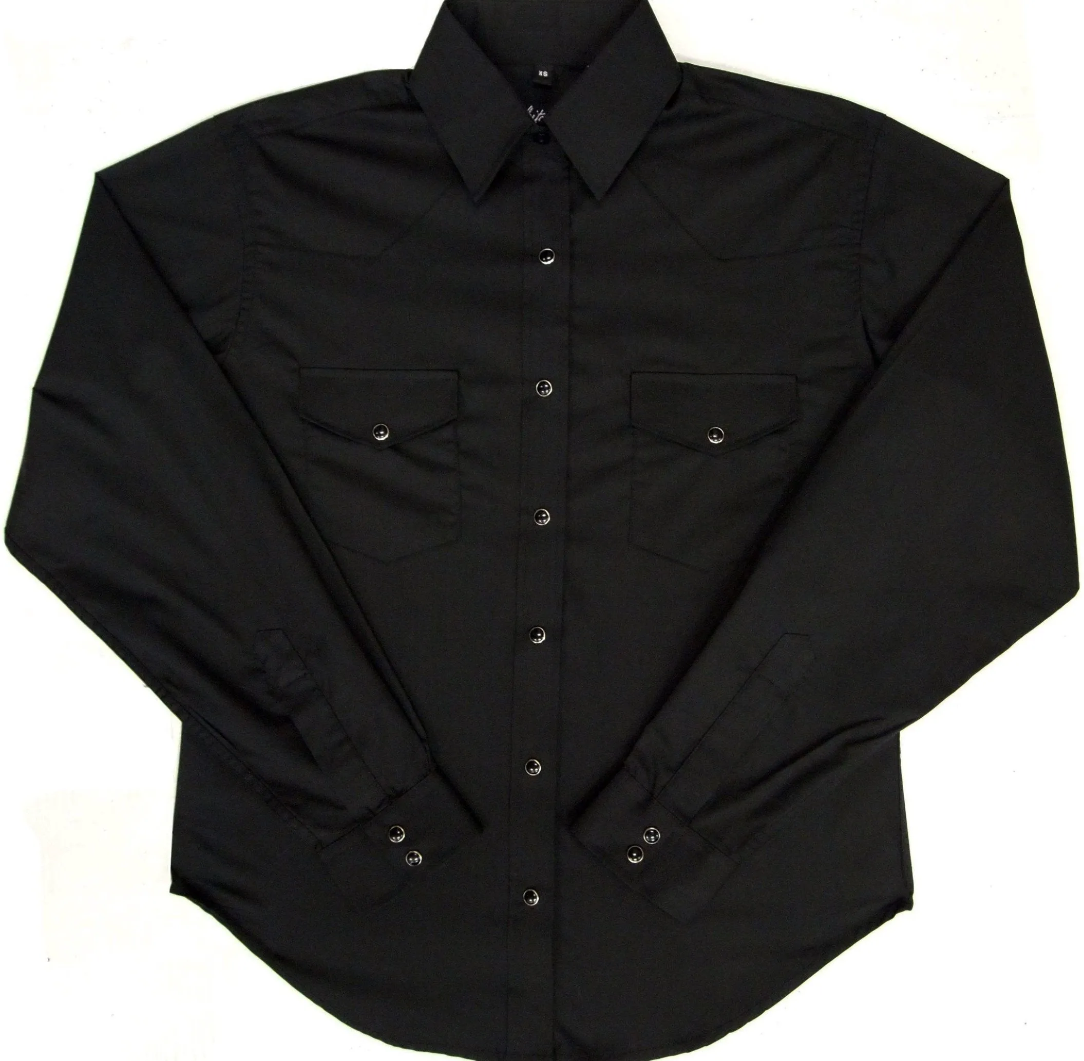 Women's Western Shirt: White Horse Solid Broadcloth Black