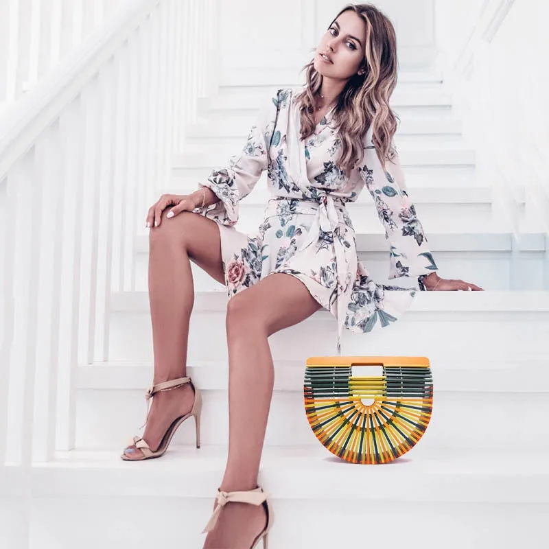 Woven Hollow Out Bamboo Handbag