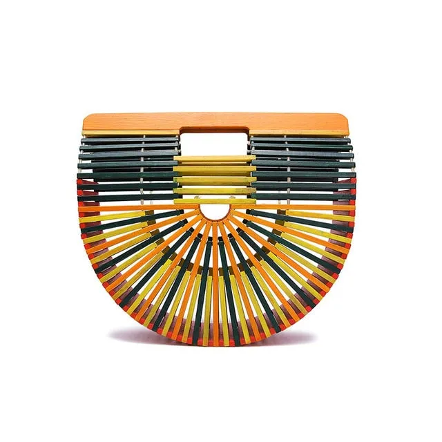 Woven Hollow Out Bamboo Handbag