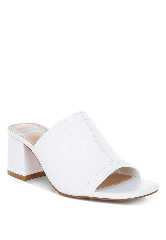 Wuling Slip-On Soft White Leather Heels