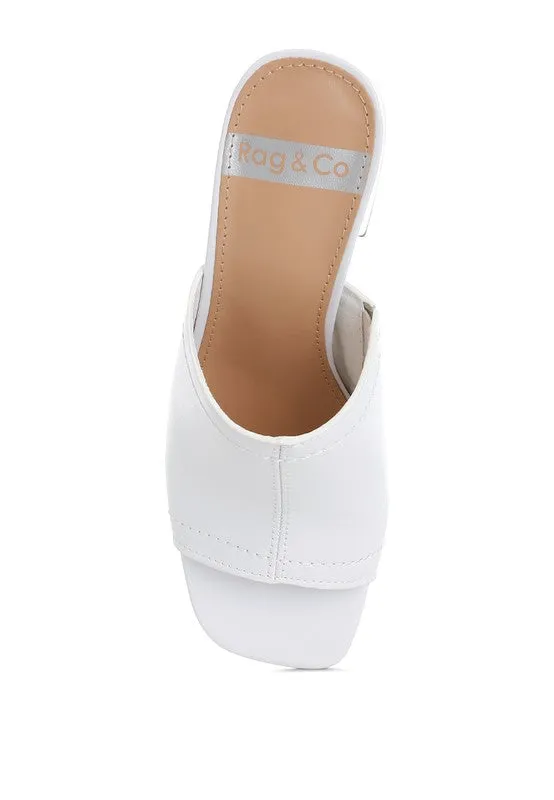 Wuling Slip-On Soft White Leather Heels