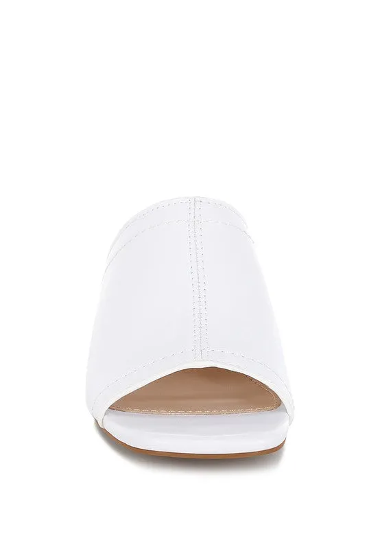 Wuling Slip-On Soft White Leather Heels