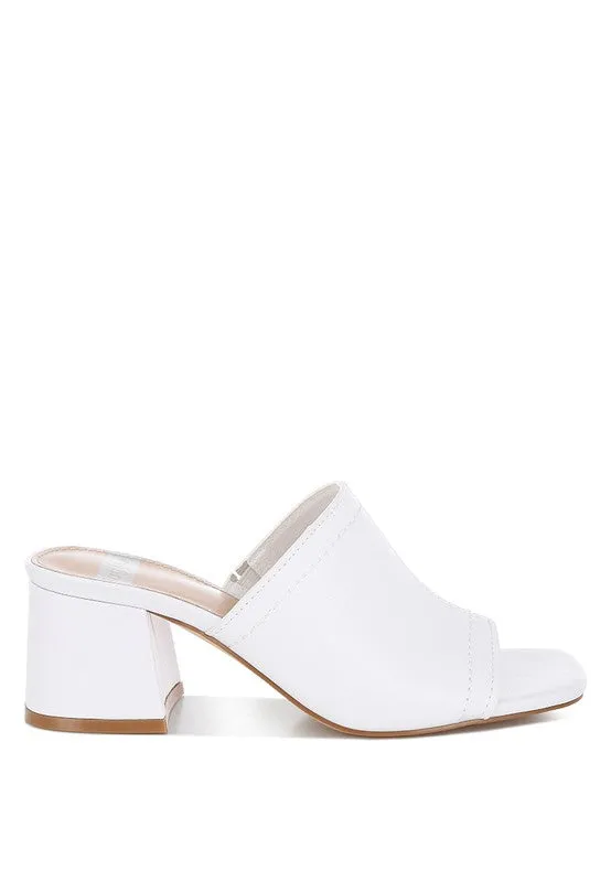 Wuling Slip-On Soft White Leather Heels
