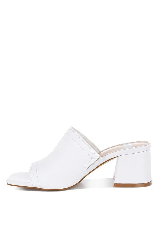 Wuling Slip-On Soft White Leather Heels