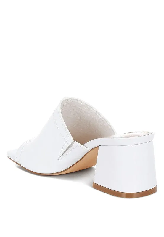 Wuling Slip-On Soft White Leather Heels
