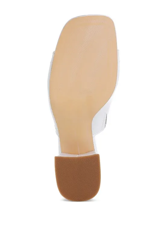 Wuling Slip-On Soft White Leather Heels