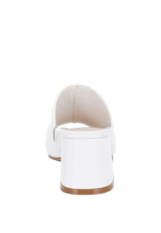 Wuling Slip-On Soft White Leather Heels