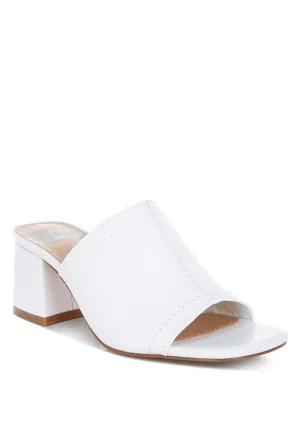 Wuling Slip-On Soft White Leather Heels