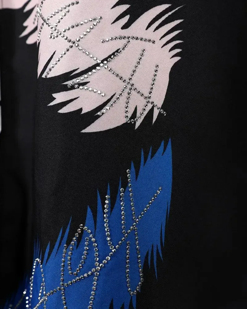 Xieyinshe - Letter Print Long Sleeve Button Down Shirt