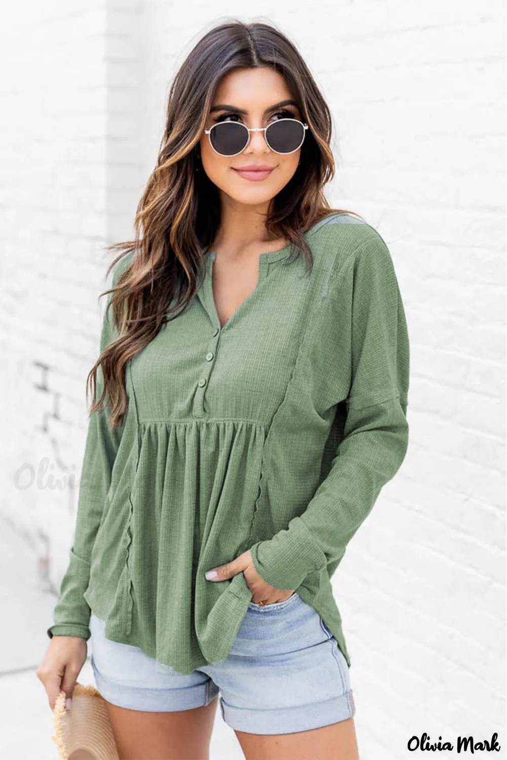 Xieyinshe - Long Sleeve Button Down Blouse