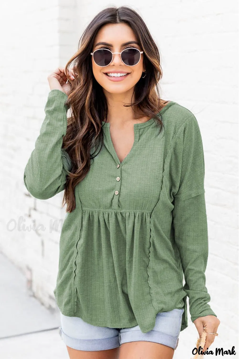 Xieyinshe - Long Sleeve Button Down Blouse