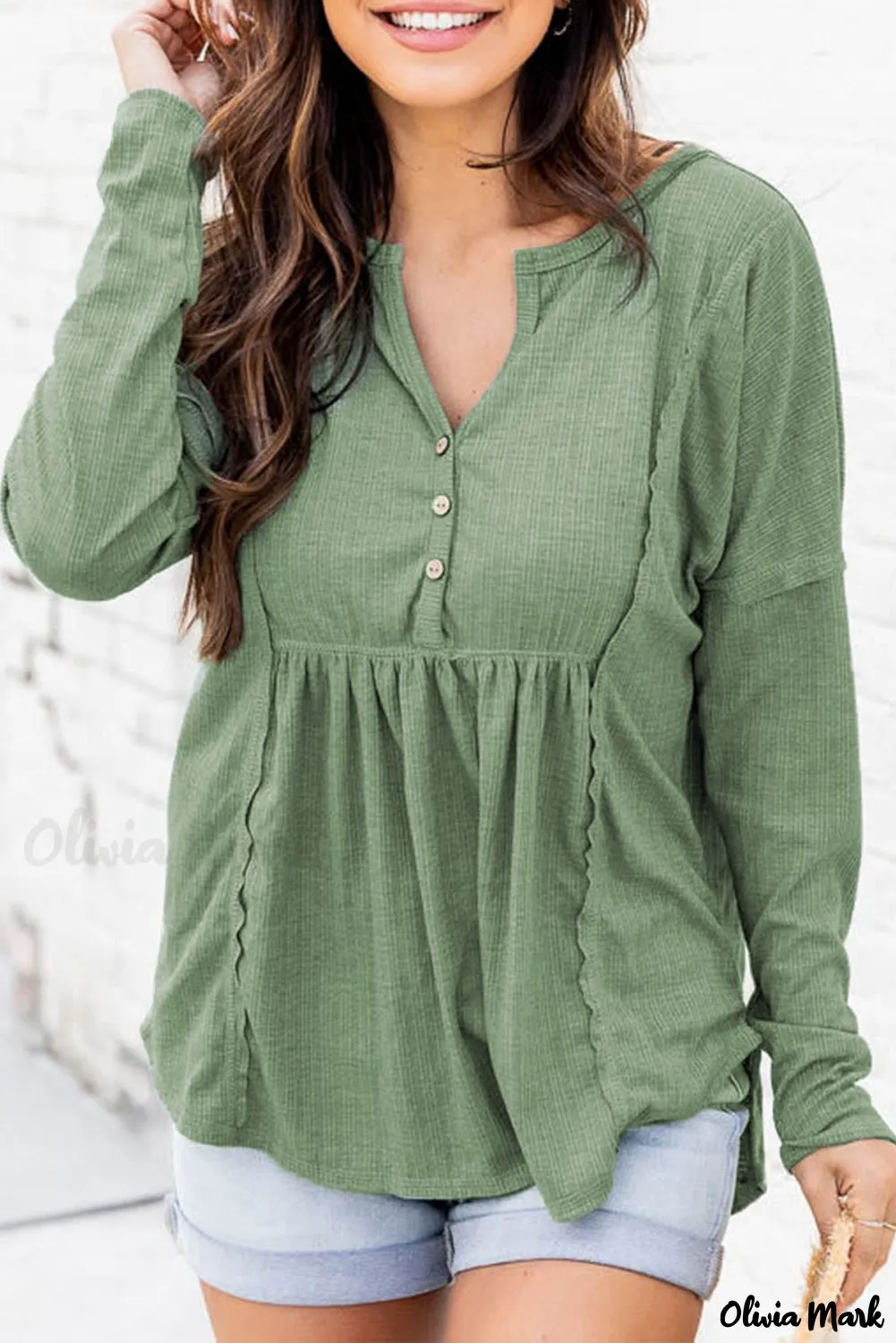 Xieyinshe - Long Sleeve Button Down Blouse