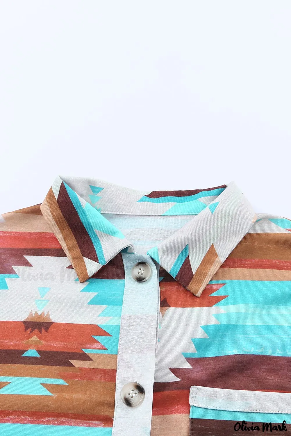 Xieyinshe - Multicolor Aztec Print Long Sleeve Shirt With Button Chest Pocket