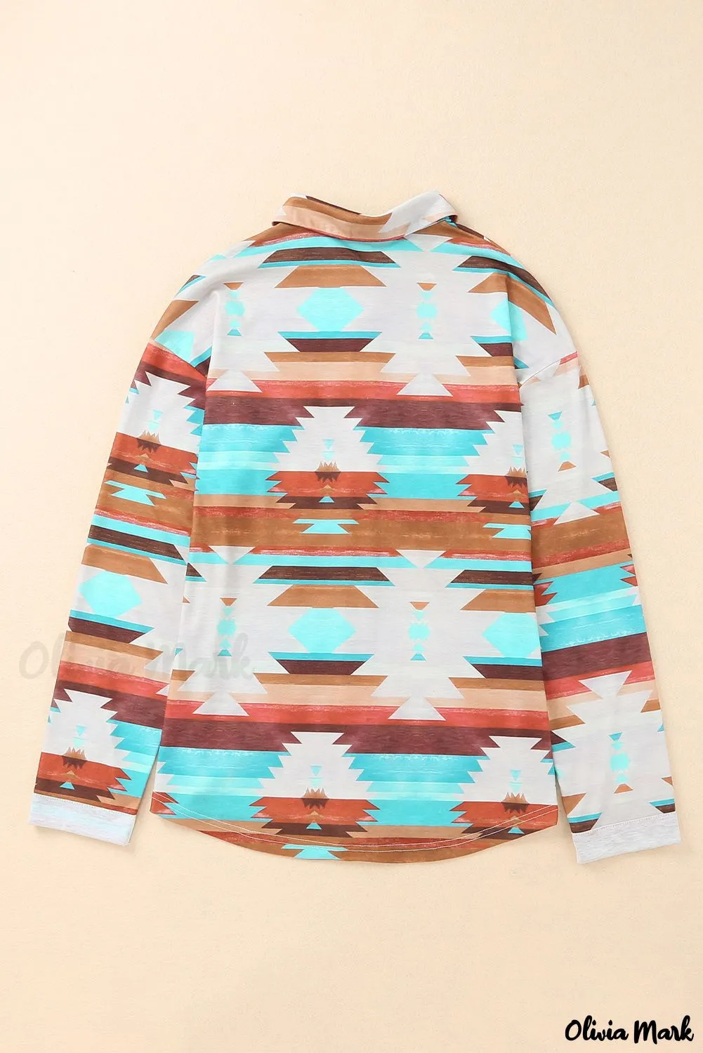 Xieyinshe - Multicolor Aztec Print Long Sleeve Shirt With Button Chest Pocket