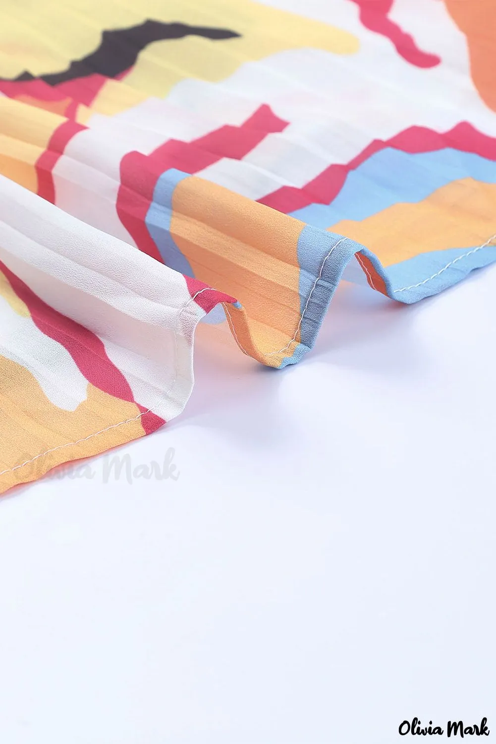 Xieyinshe - Multicolor Crinkle Long Sleeve Tropical Fish Skin Shirt