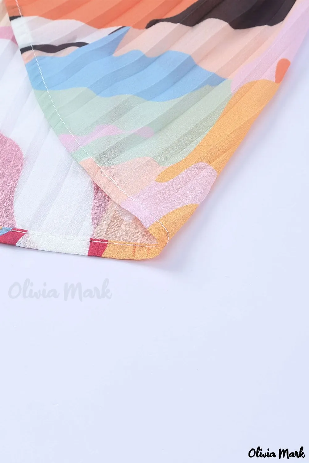 Xieyinshe - Multicolor Crinkle Long Sleeve Tropical Fish Skin Shirt