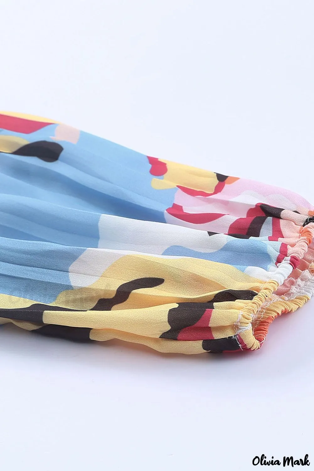 Xieyinshe - Multicolor Crinkle Long Sleeve Tropical Fish Skin Shirt