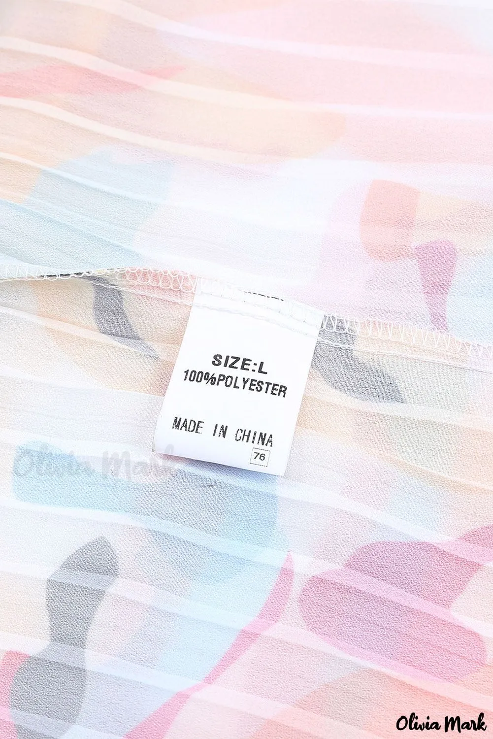Xieyinshe - Multicolor Crinkle Long Sleeve Tropical Fish Skin Shirt