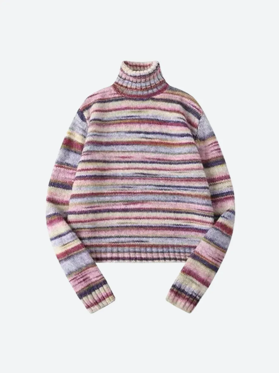 Y2K Striped Turtleneck Sweater