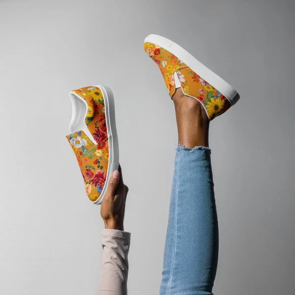 Yellow Floral Women’s Slip-On Shoes