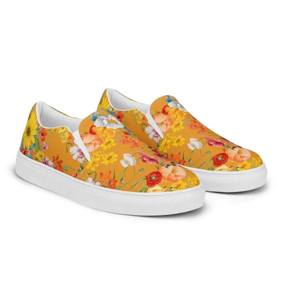 Yellow Floral Women’s Slip-On Shoes