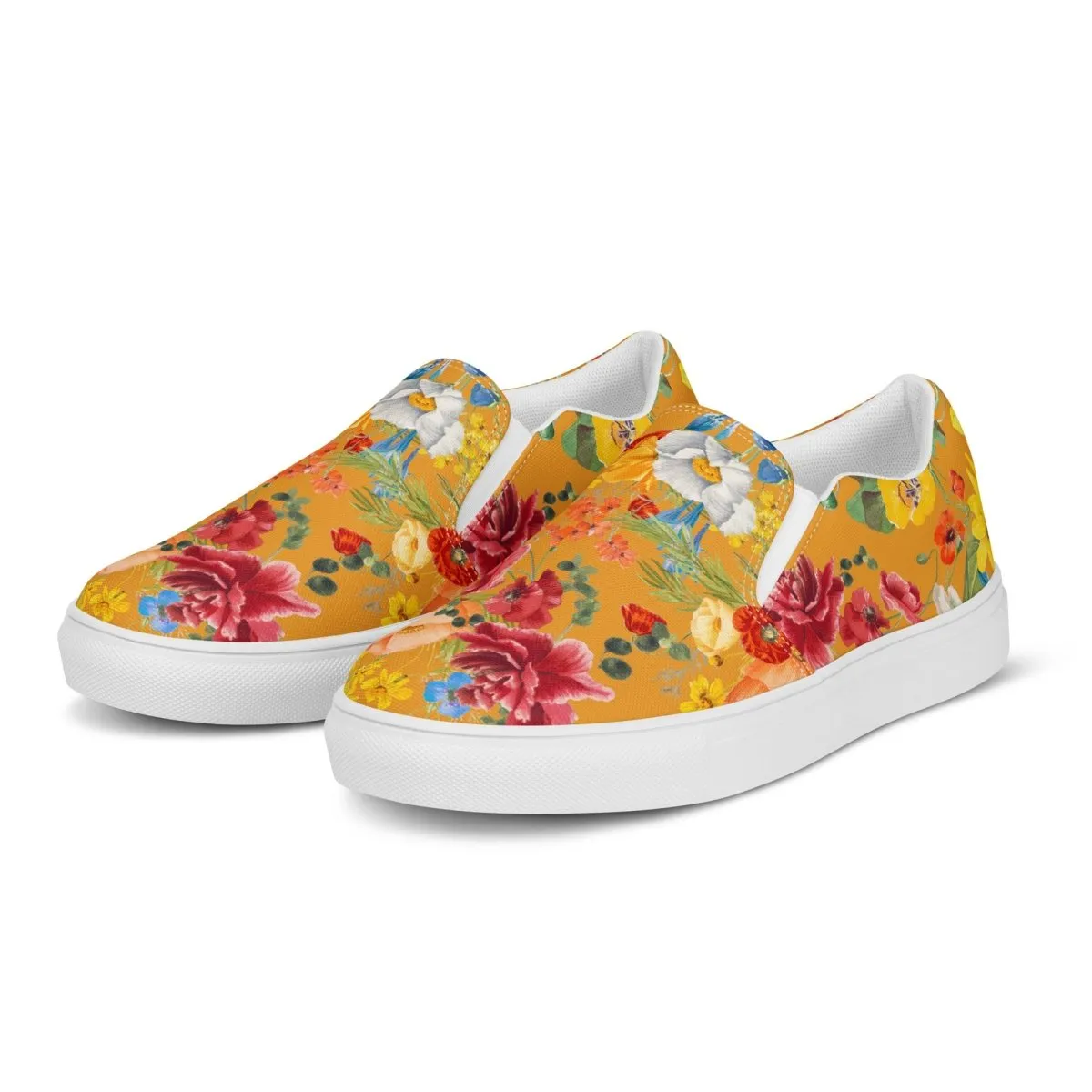 Yellow Floral Women’s Slip-On Shoes