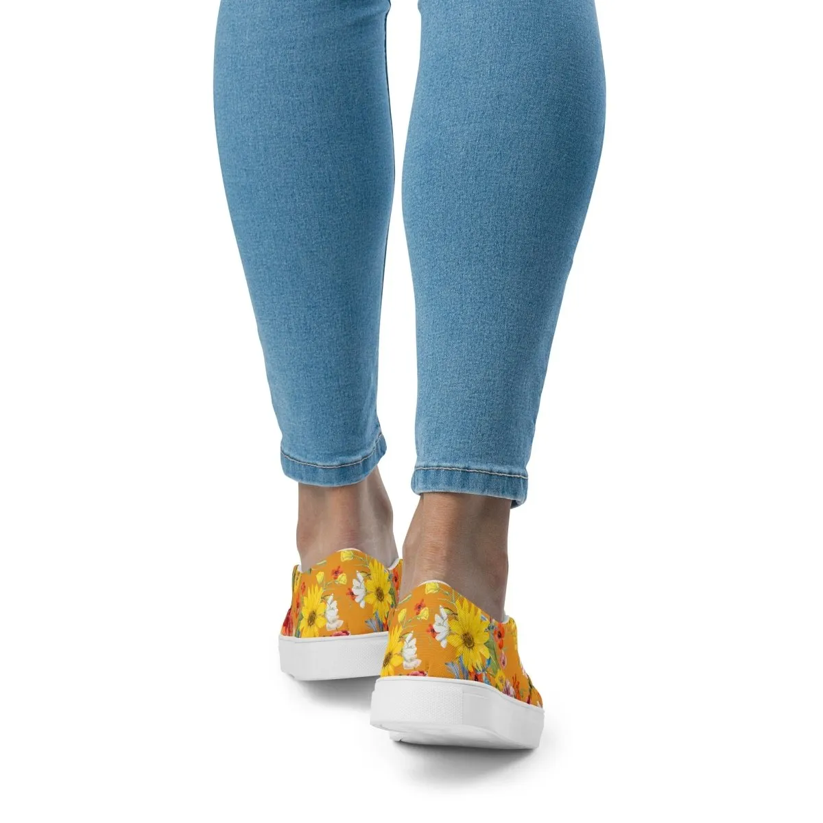 Yellow Floral Women’s Slip-On Shoes