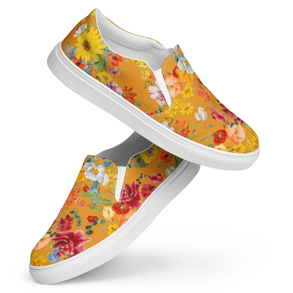 Yellow Floral Women’s Slip-On Shoes