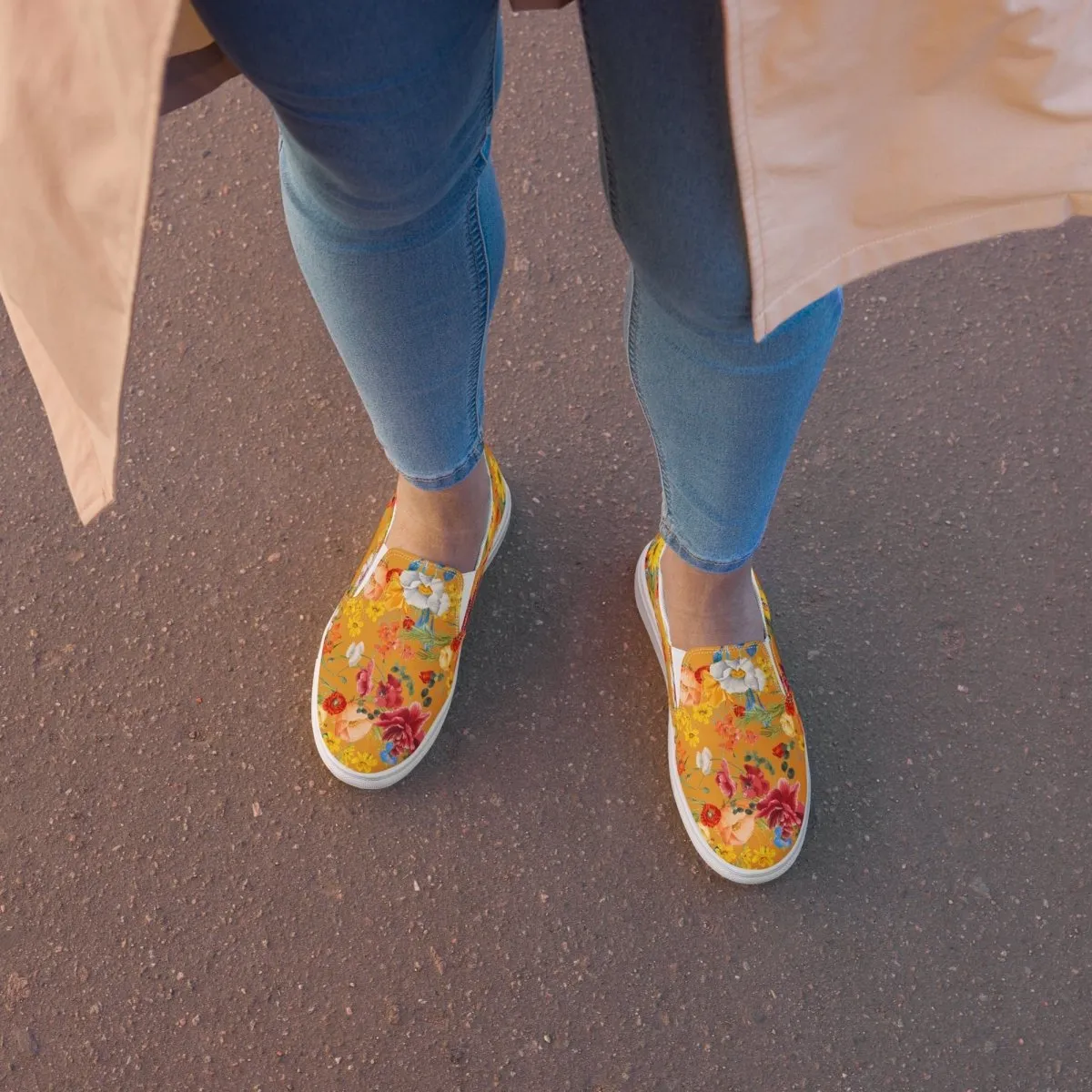 Yellow Floral Women’s Slip-On Shoes