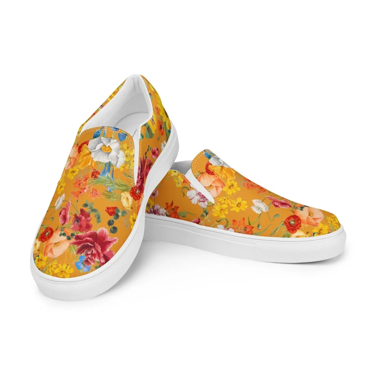 Yellow Floral Women’s Slip-On Shoes