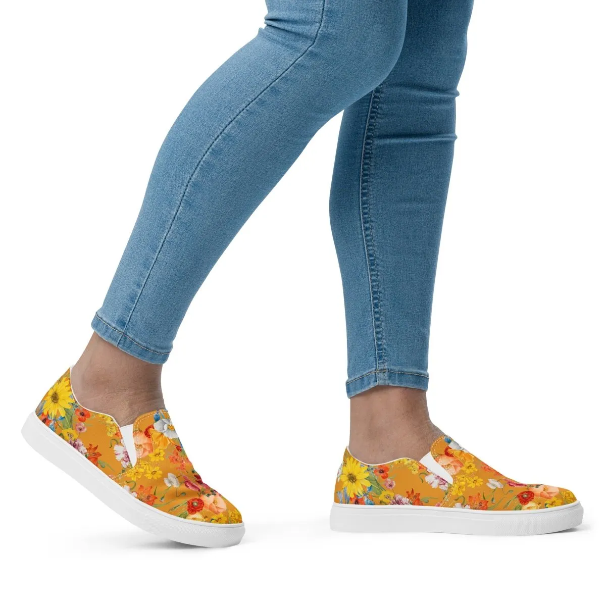 Yellow Floral Women’s Slip-On Shoes