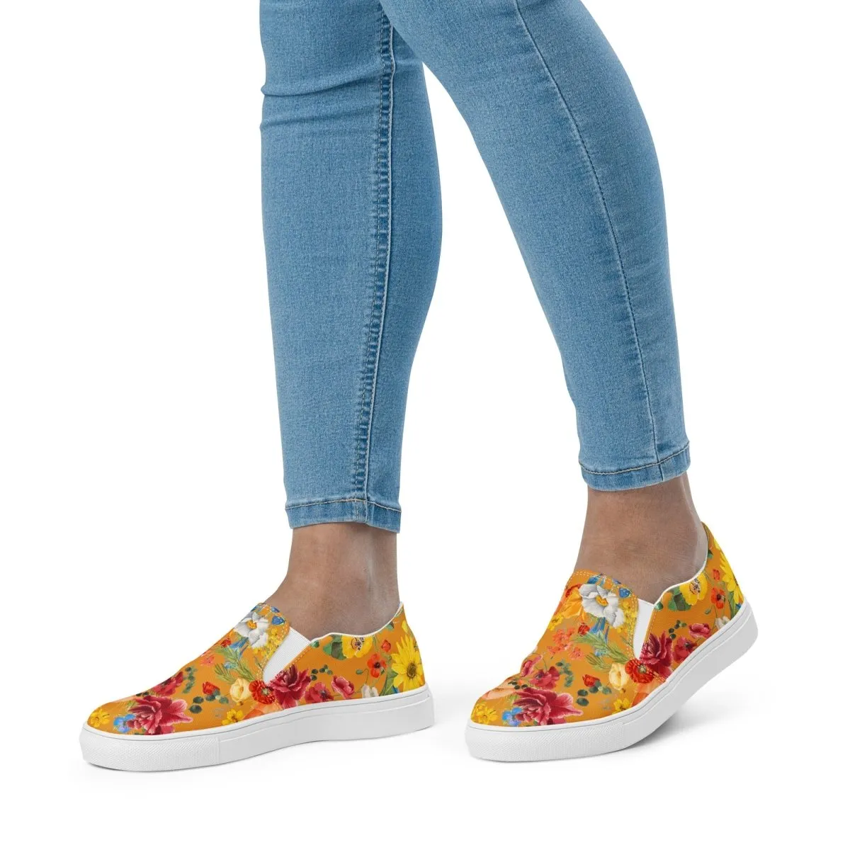 Yellow Floral Women’s Slip-On Shoes