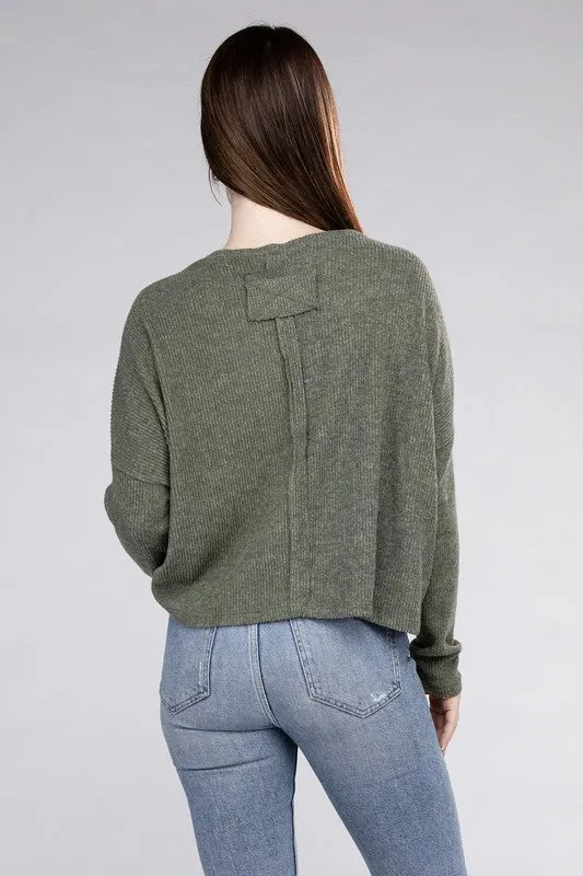 ZENANA Ribbed Dolman Long Sleeve Sweater